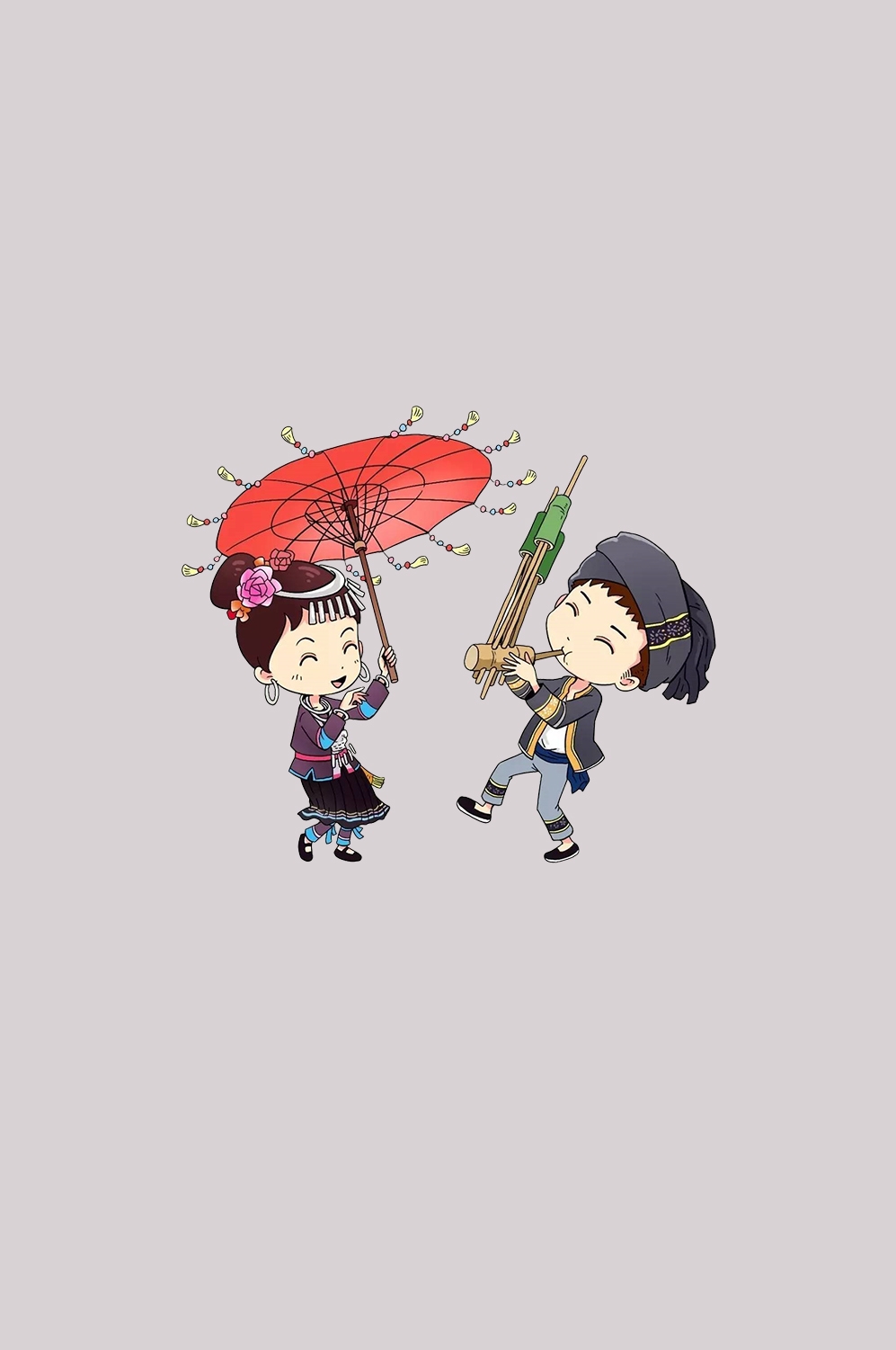 56个少数民族卡通人物服饰免抠元素插画49