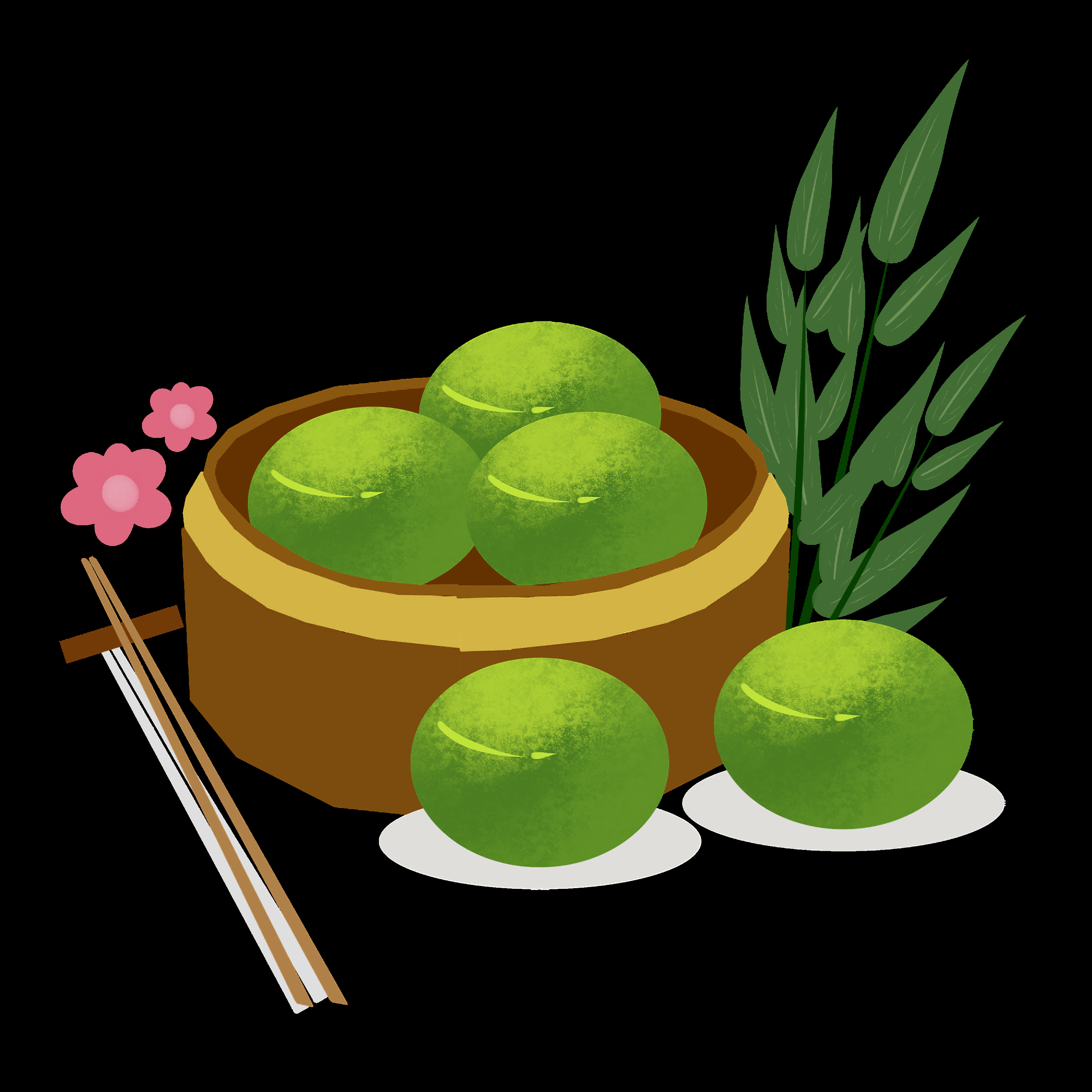 清明节海报设计插图卡通青团素材图片元素免抠93