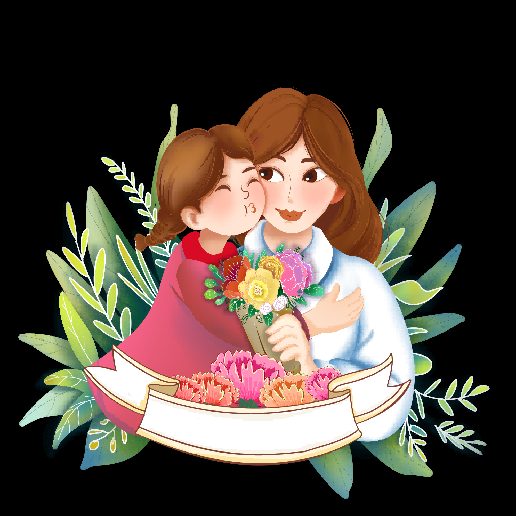 三八女王节女神节妇女节卡通人物主题插图透明背景免抠17