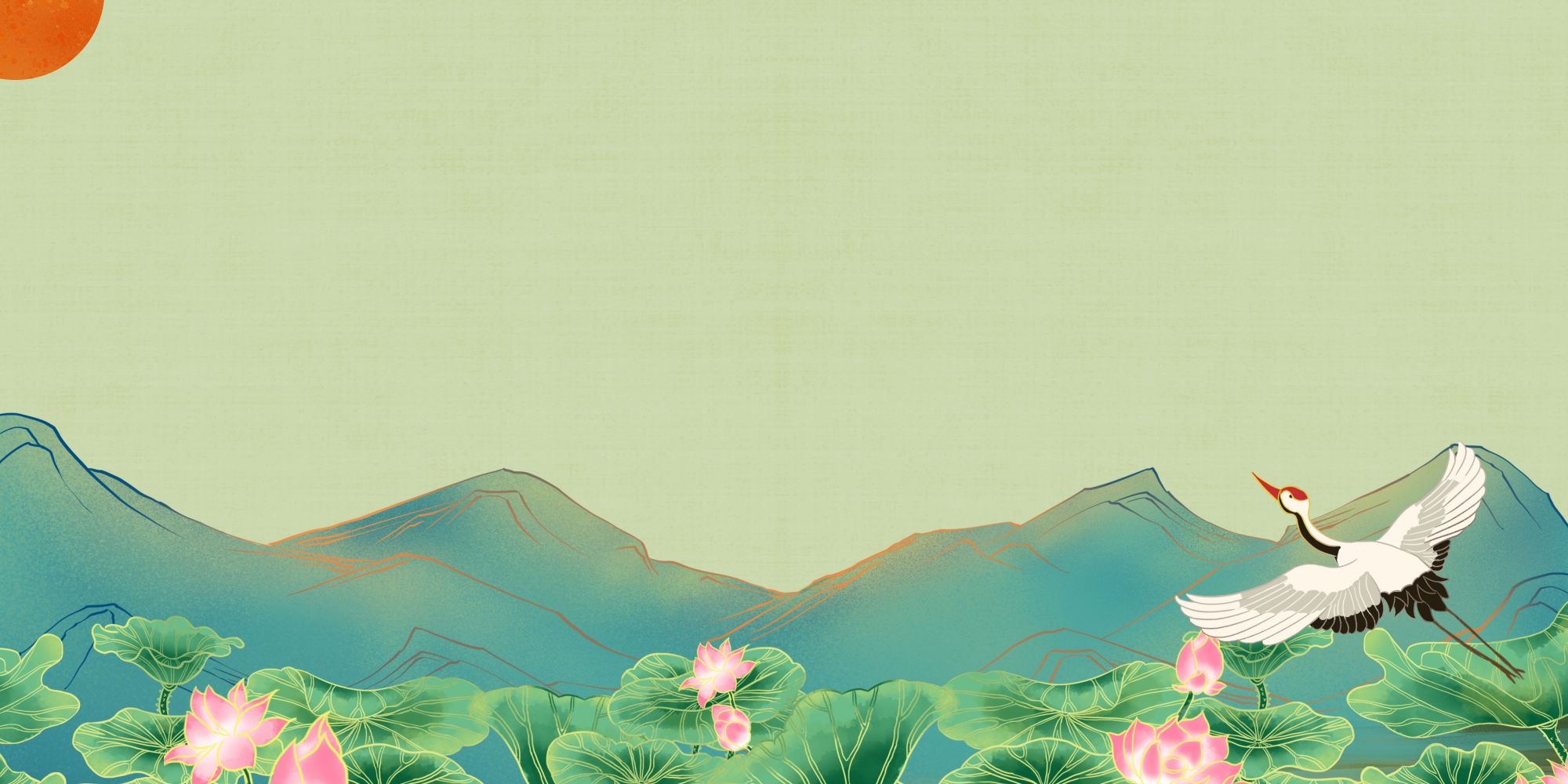 国潮山水中国风背景图展板插画素材3