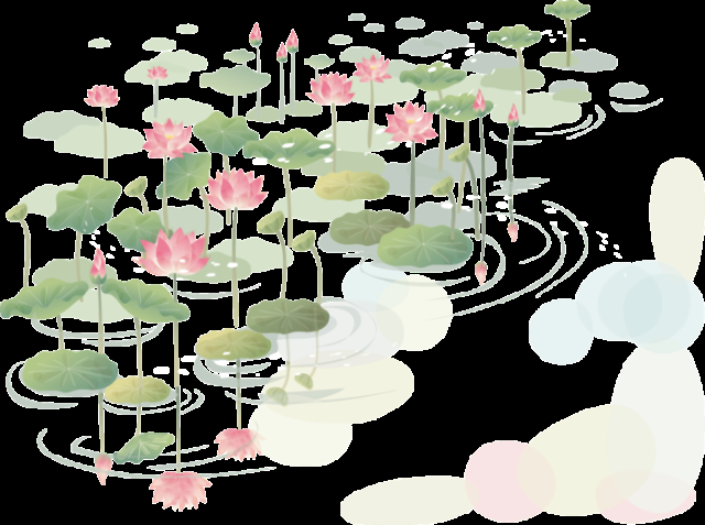 荷叶荷花素材插画装饰元素透明背景免抠素材40