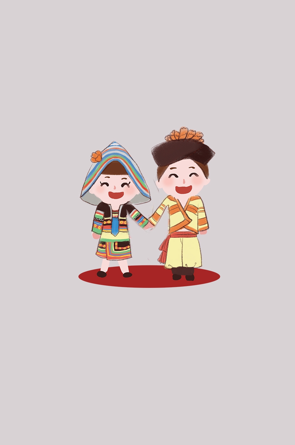 56个少数民族卡通人物服饰免抠元素插画108
