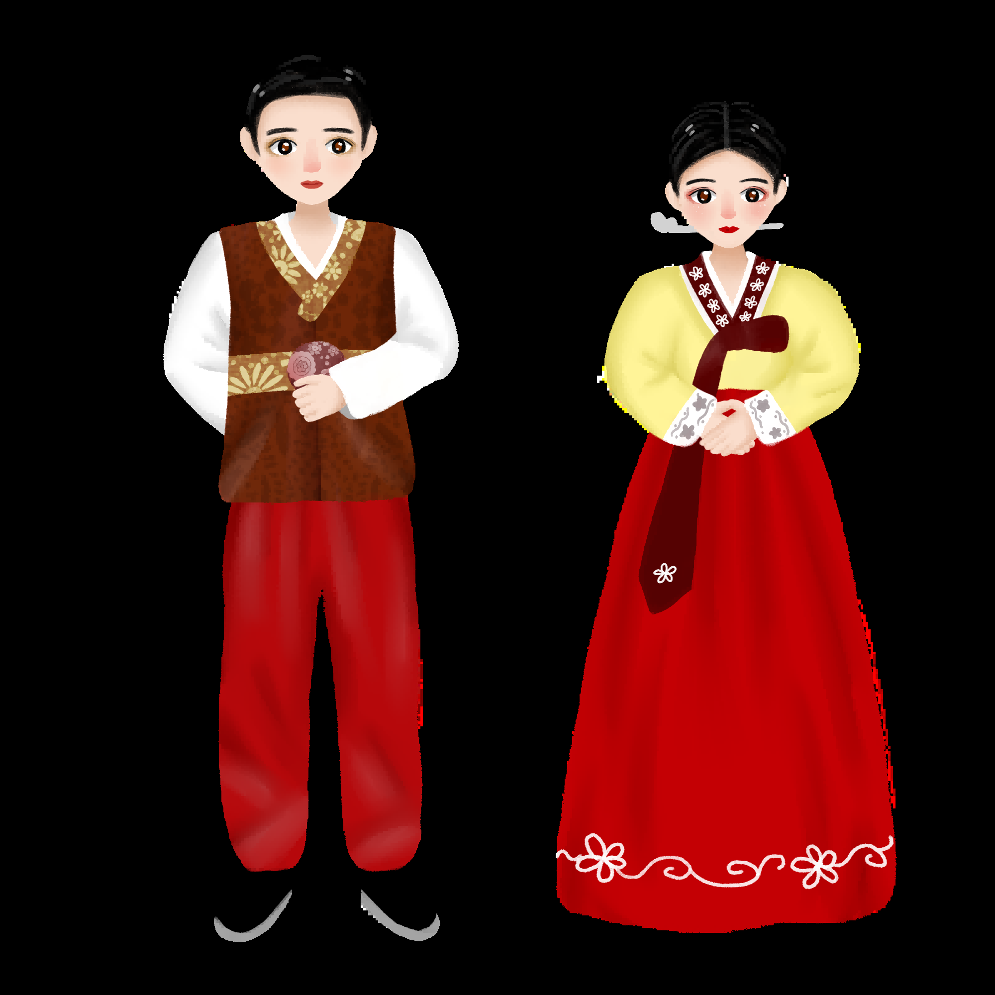 56个少数民族卡通人物服饰免抠元素插画94