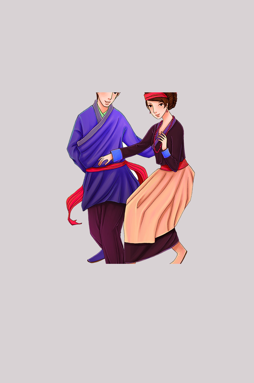 56个少数民族卡通人物服饰免抠元素插画18