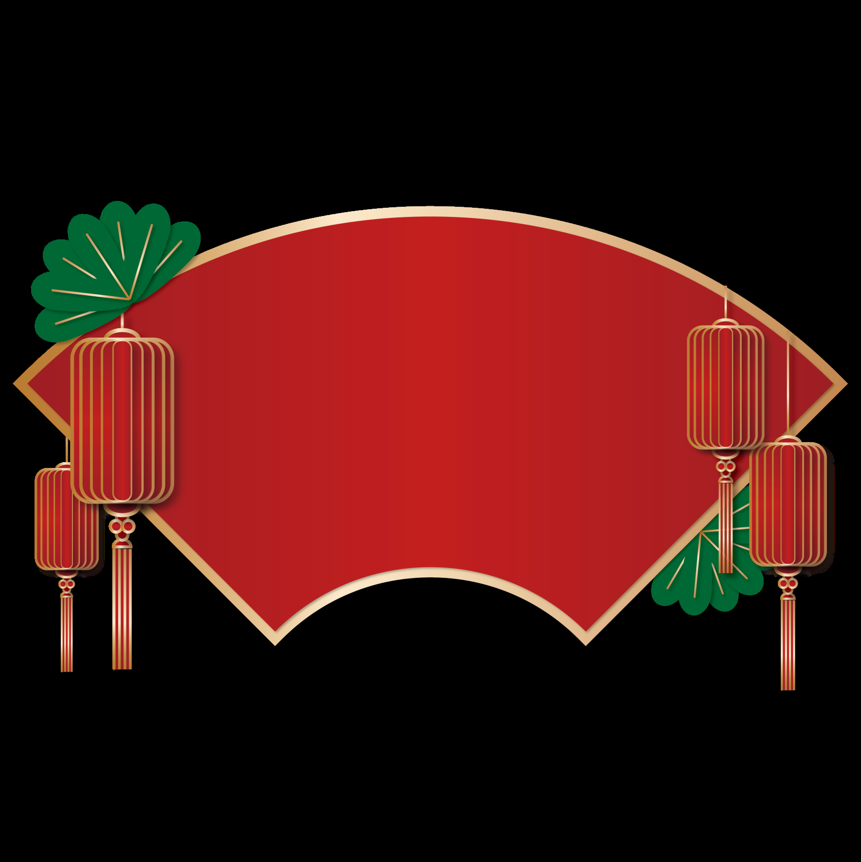 扇形边框中国风扇子装饰元素免抠素材50