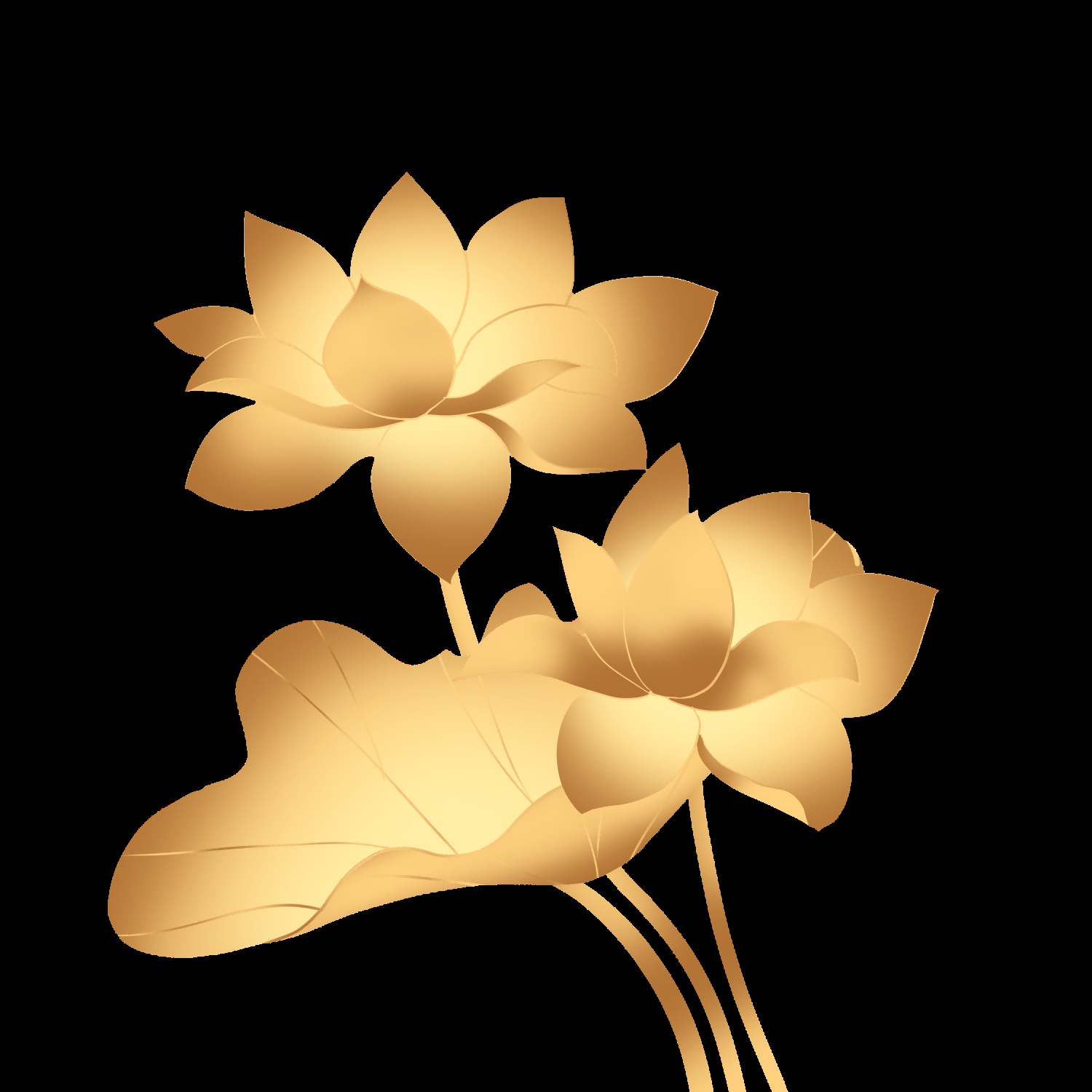 金色莲花装饰元素免抠素材20