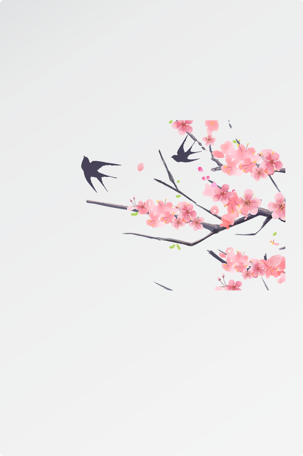 唯美樱花花树花枝樱花飘落图片装饰插图免抠53