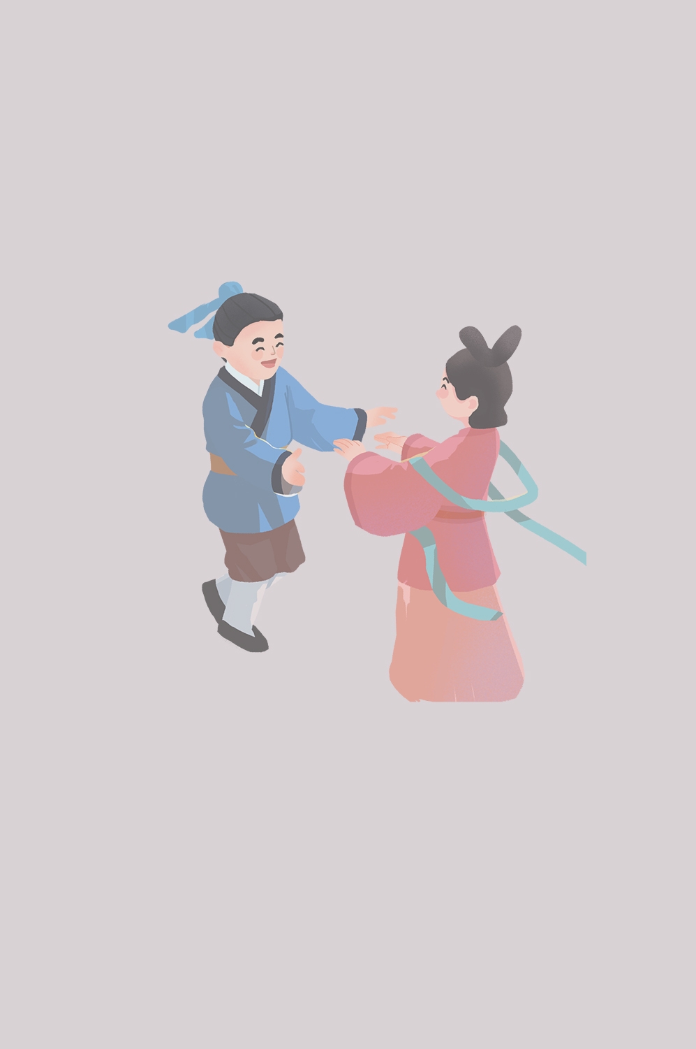 牛郎织女卡通图案七夕情人节装饰素材免抠透明背景3
