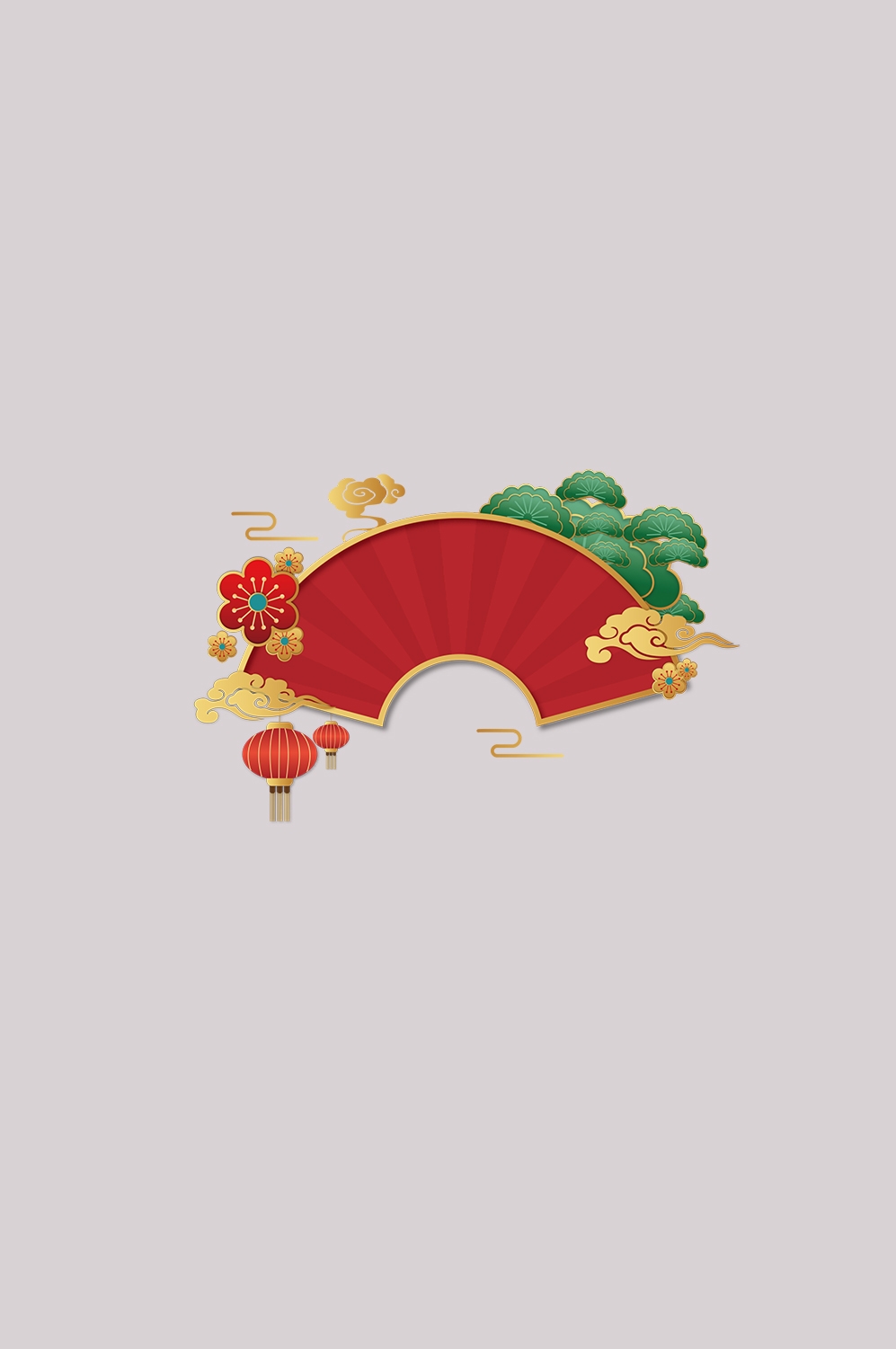 扇形边框中国风扇子装饰元素免抠素材19