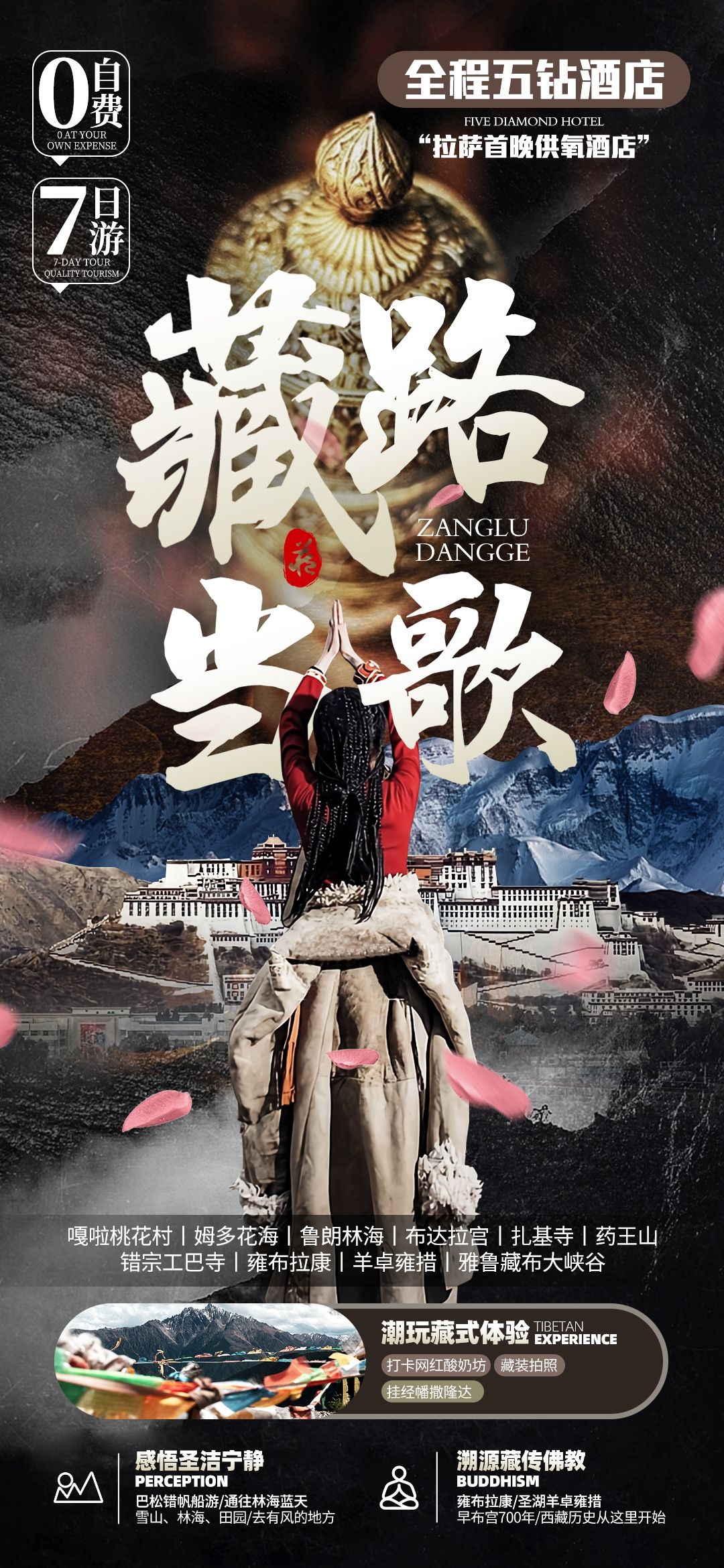 西藏拉萨布达拉宫川藏藏南灵芝日喀则海报易拉宝素材1