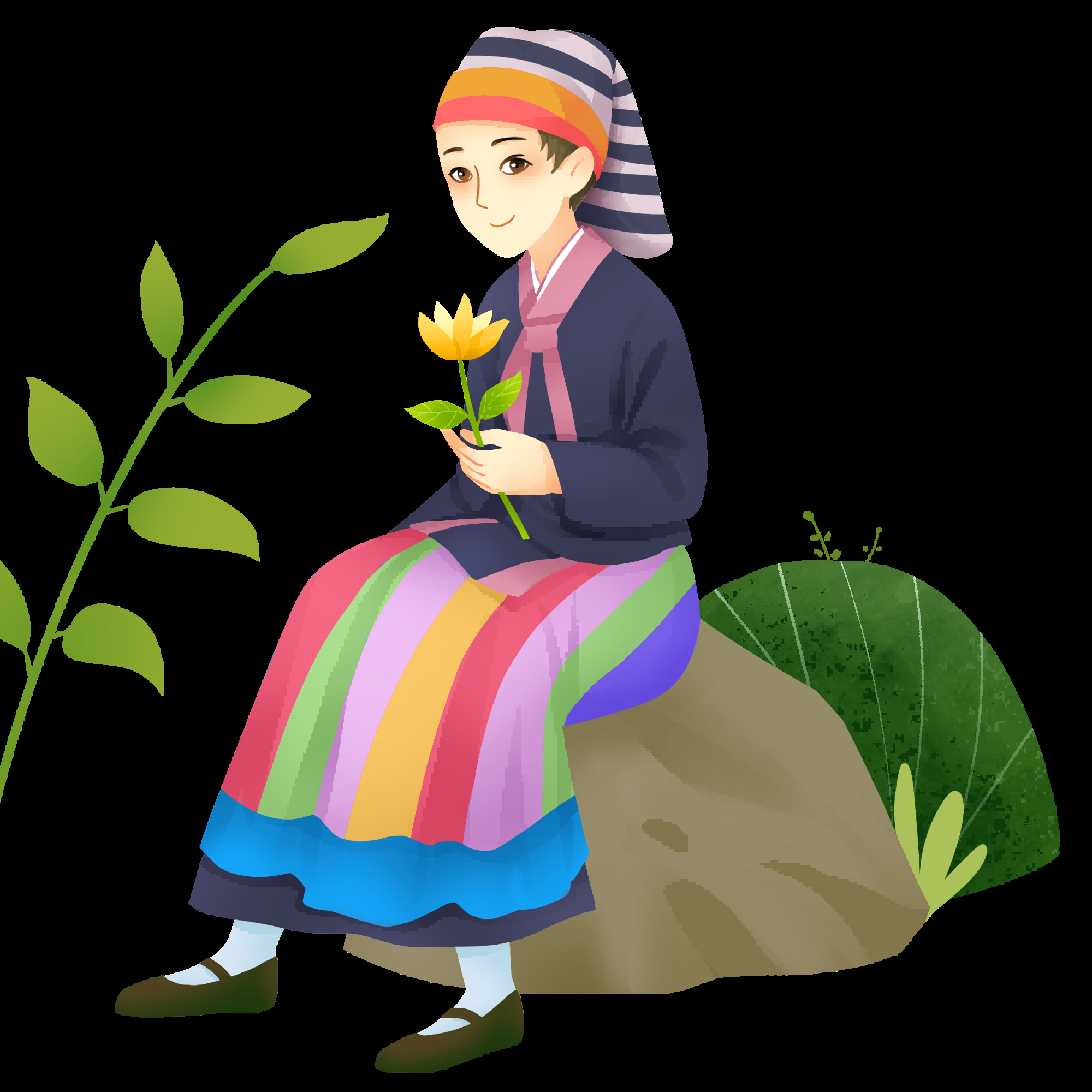 56个少数民族卡通人物服饰免抠元素插画113