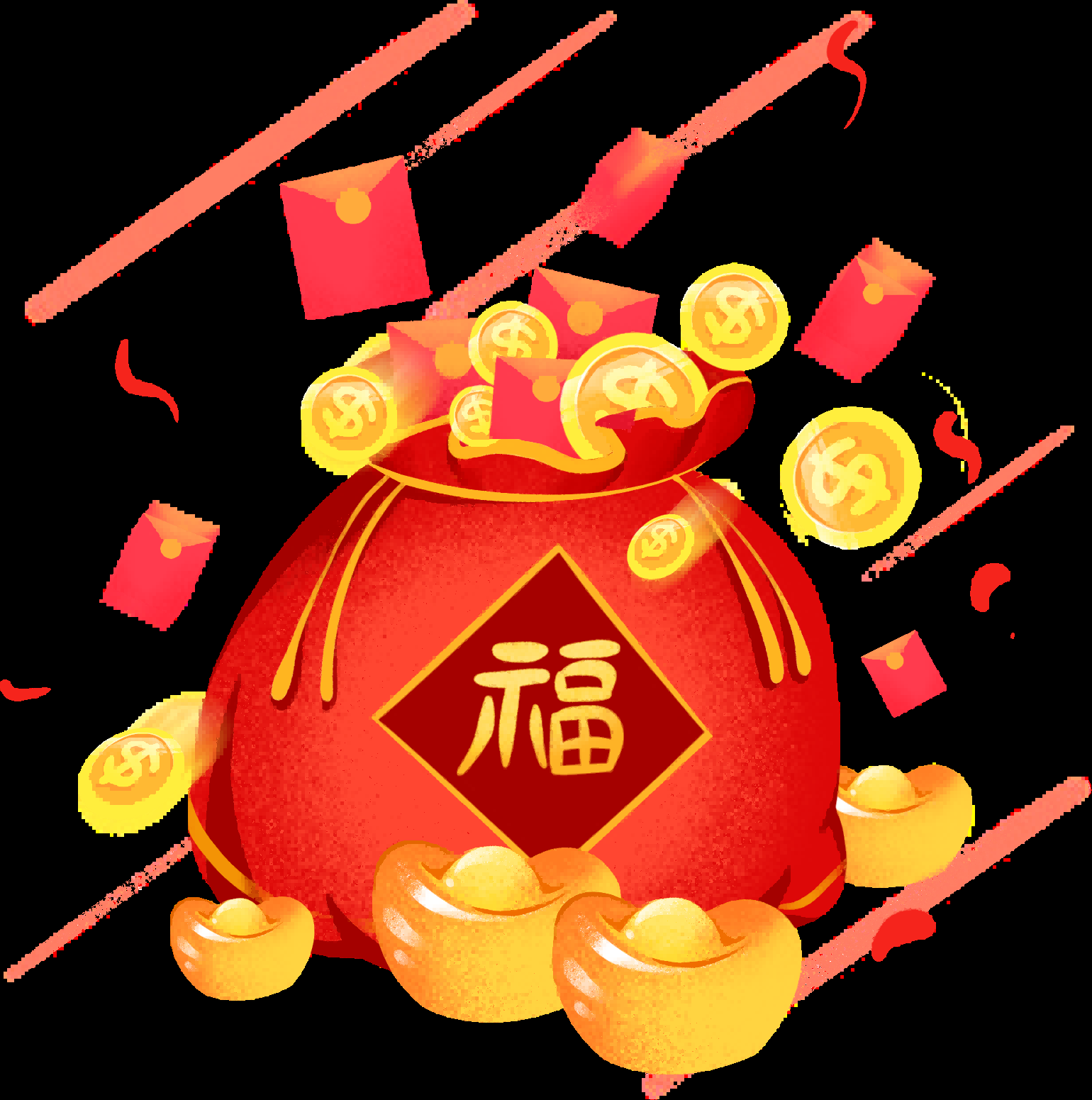 福袋钱袋插画图片装饰元素免抠素材104