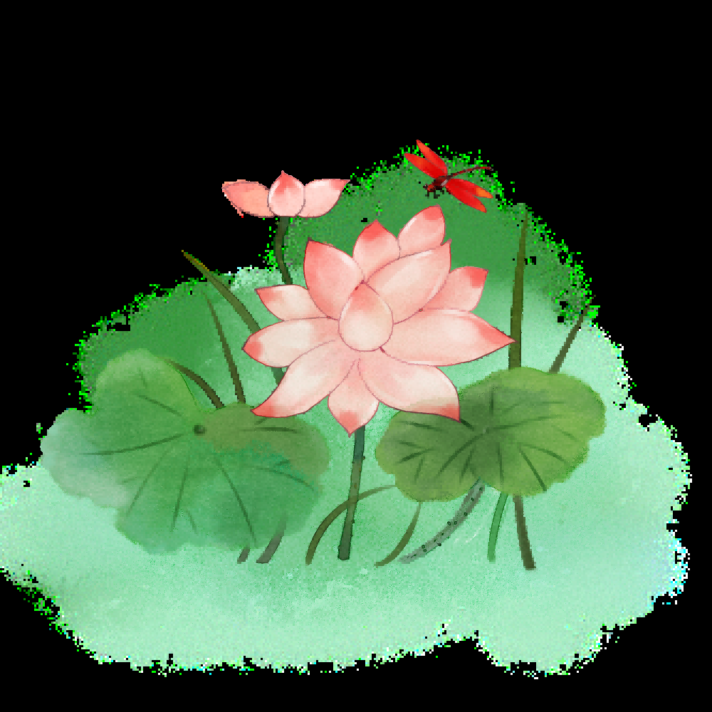 荷叶荷花素材插画装饰元素透明背景免抠素材23