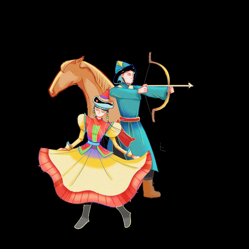 56个少数民族卡通人物服饰免抠元素插画171