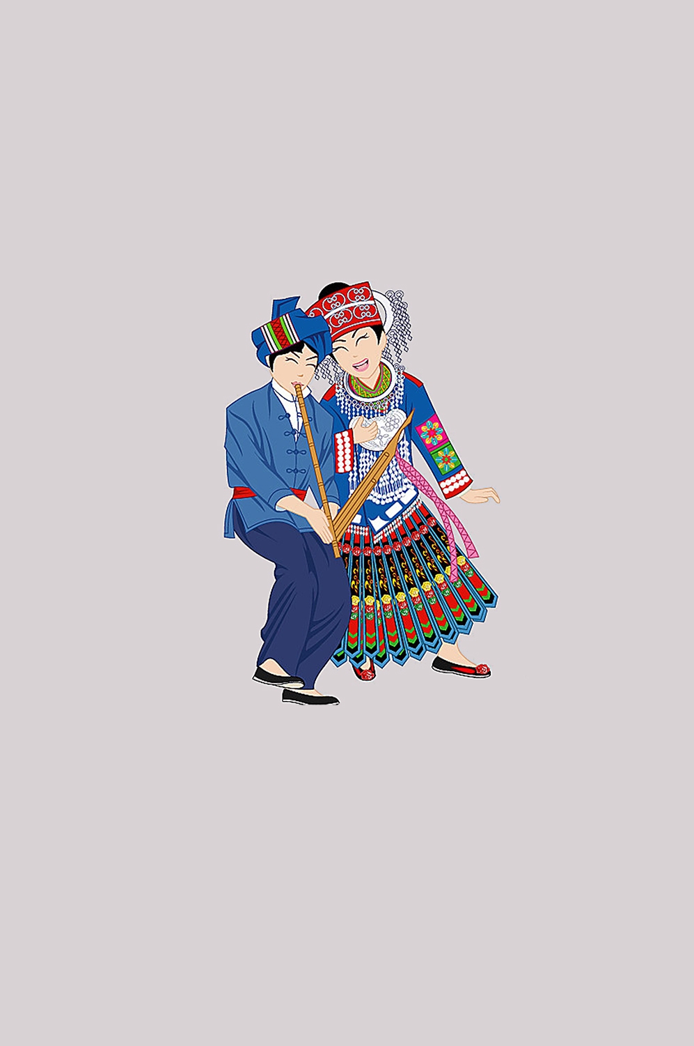 56个少数民族卡通人物服饰免抠元素插画7
