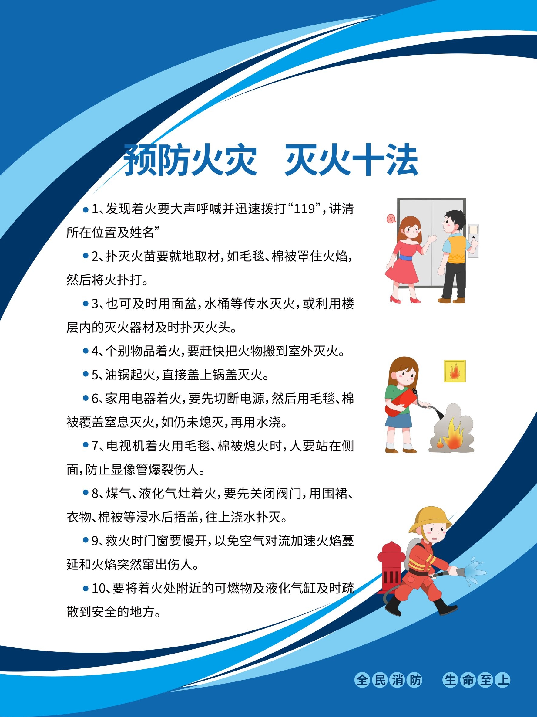 消防套图灭火十发法消防栓灭火器使用方法3