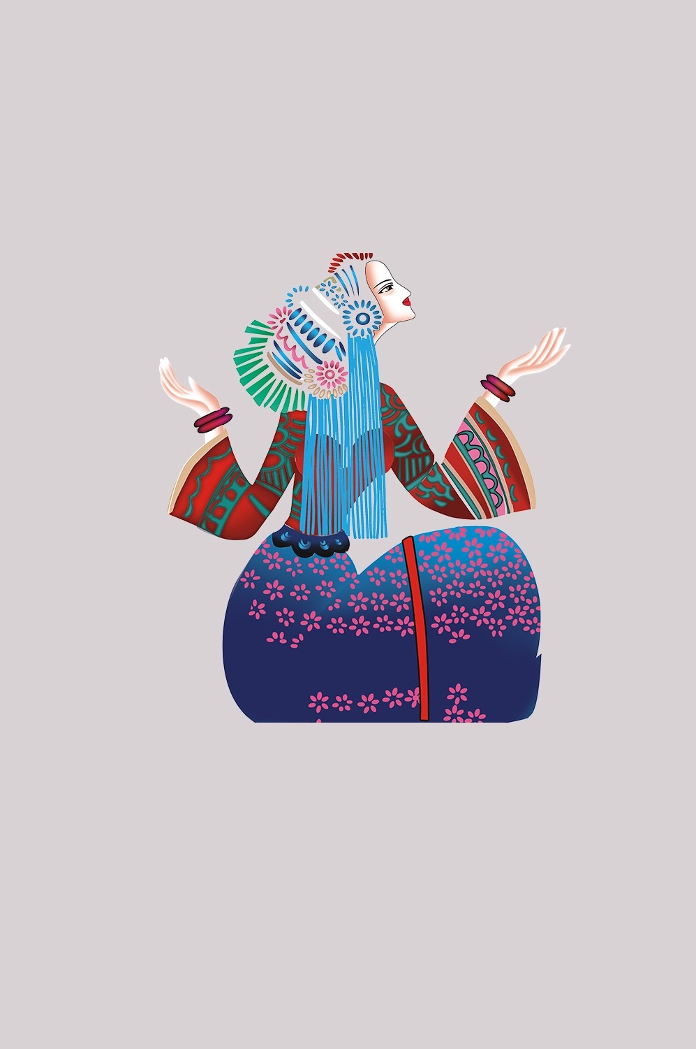 56个少数民族卡通人物服饰免抠元素插画8