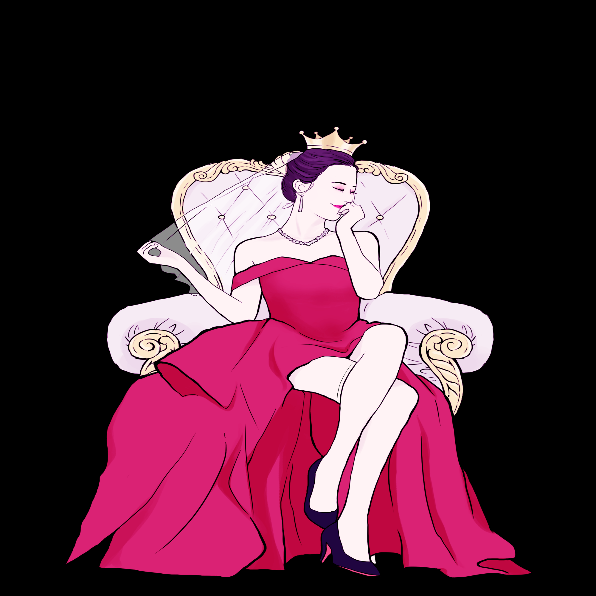 三八女王节女神节妇女节卡通人物主题插图透明背景免抠48