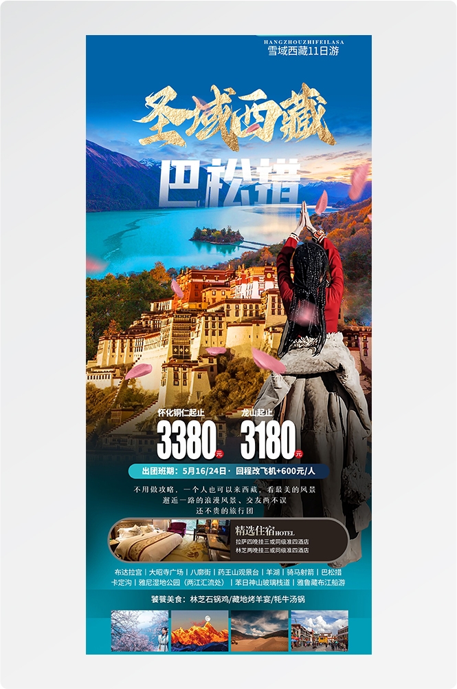 西藏拉萨布达拉宫川藏藏南灵芝日喀则海报易拉宝素材75