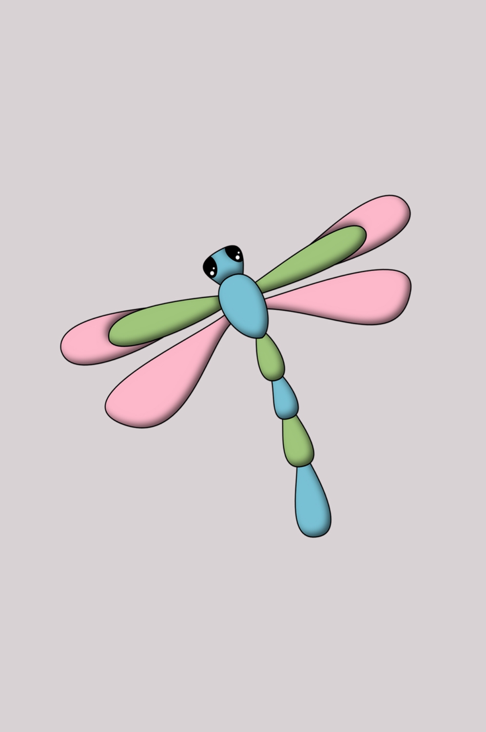 卡通手绘蜻蜓昆虫水墨画插画七彩蜻蜓图案免抠44