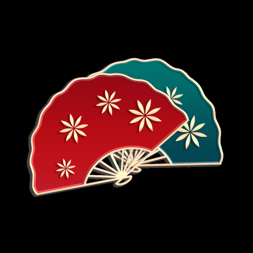 扇形边框中国风扇子装饰元素免抠素材15