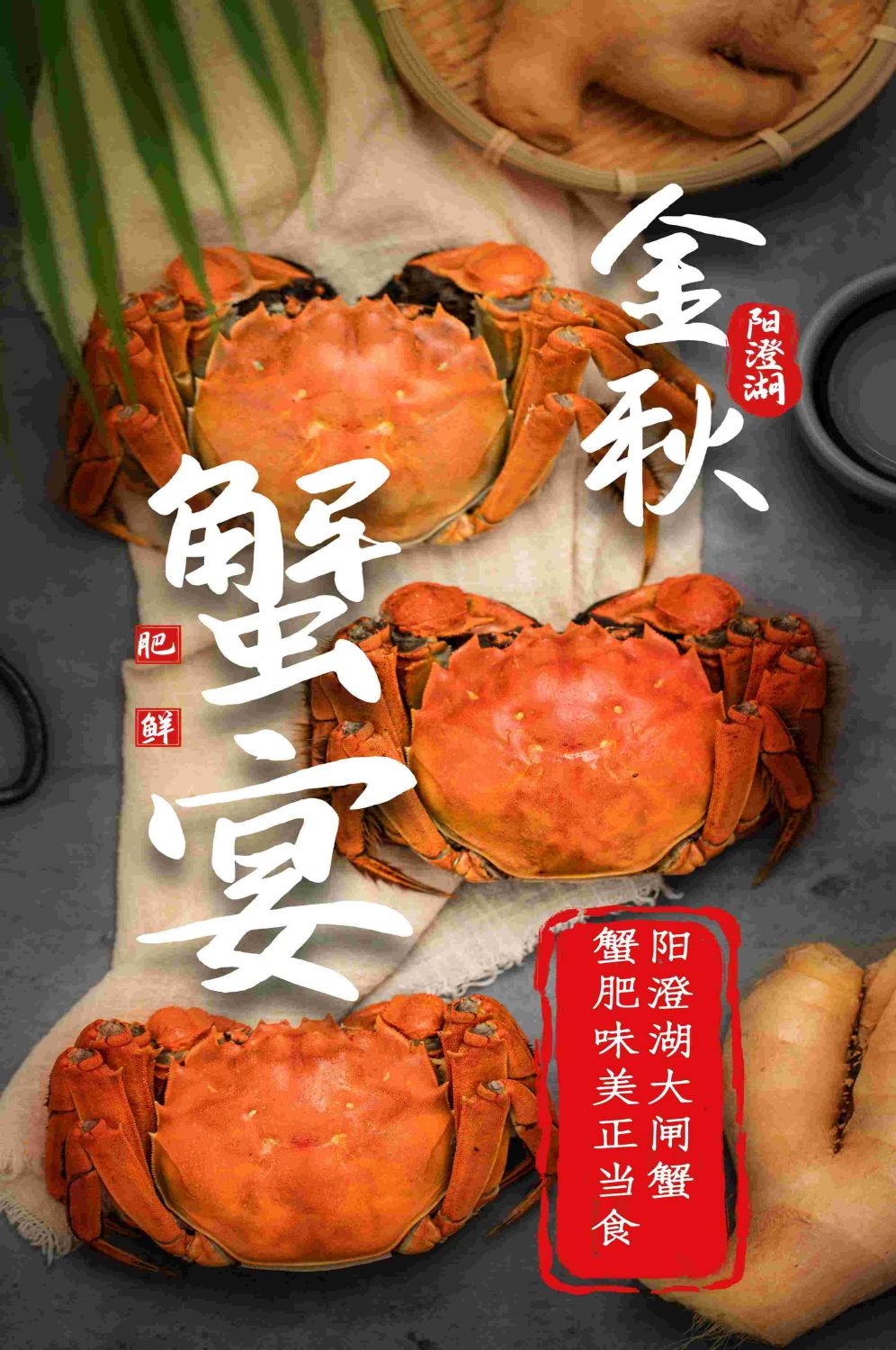 海报背景模板蟹宴大闸蟹食材促销宣传单17