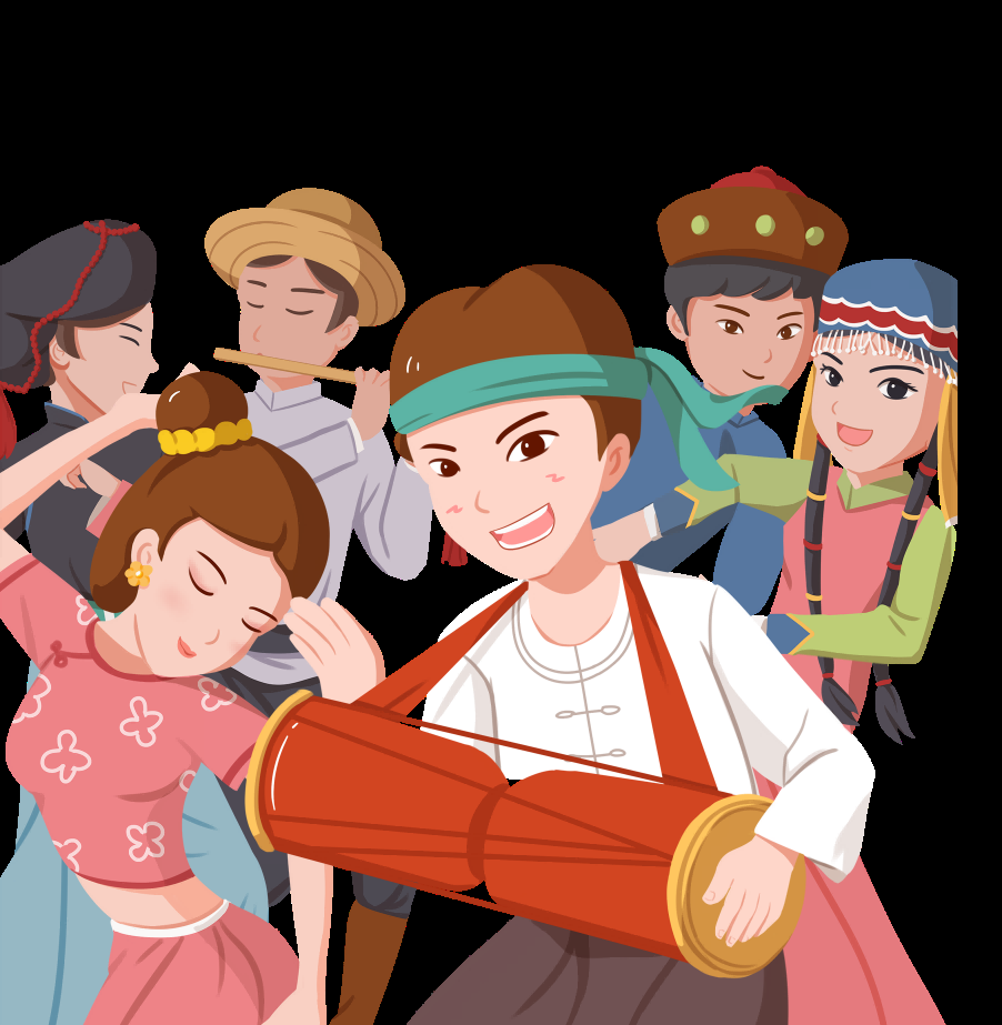 56个少数民族卡通人物服饰免抠元素插画42