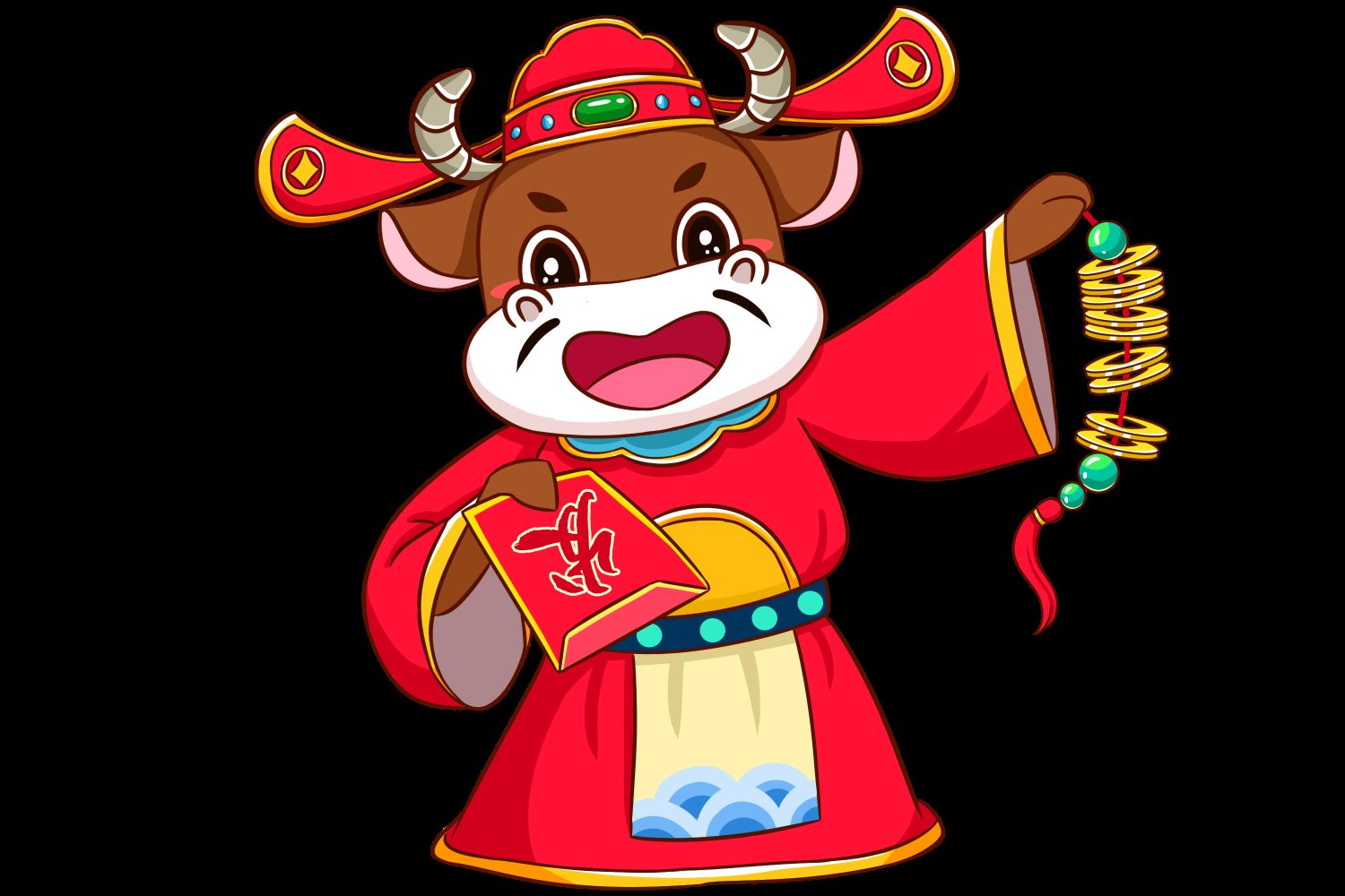 卡通财神插画表情免抠素材37