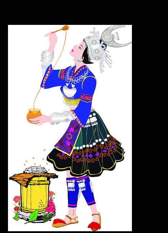 56个少数民族卡通人物服饰免抠元素插画60