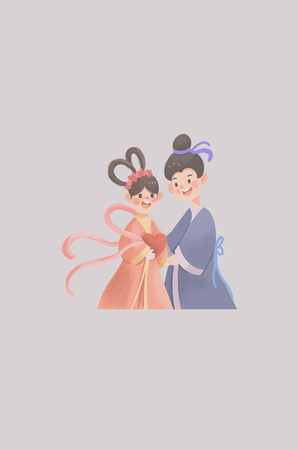 牛郎织女卡通图案七夕情人节装饰素材免抠透明背景13