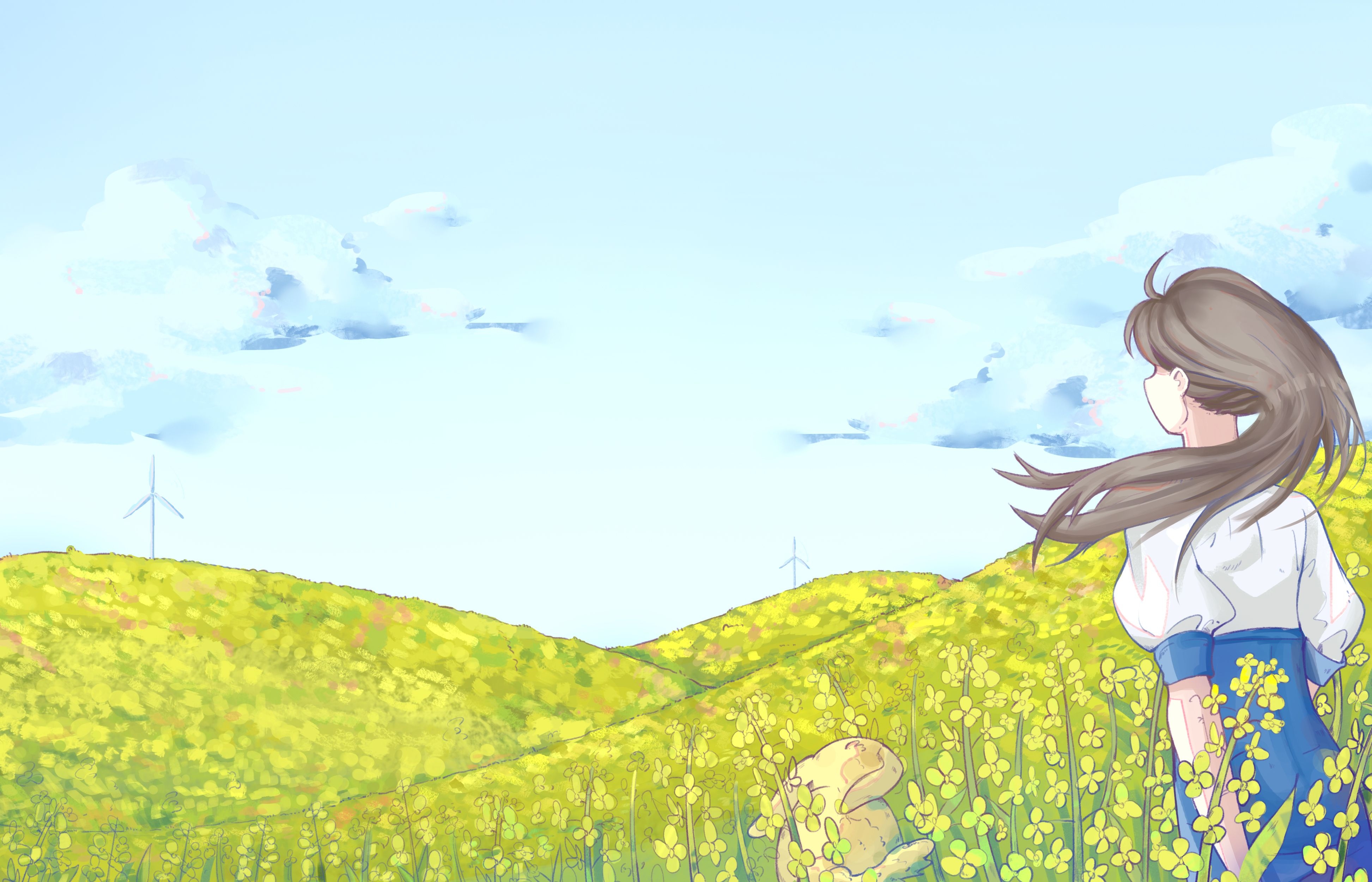 油菜花开田野风景背景插画图片banner海报19