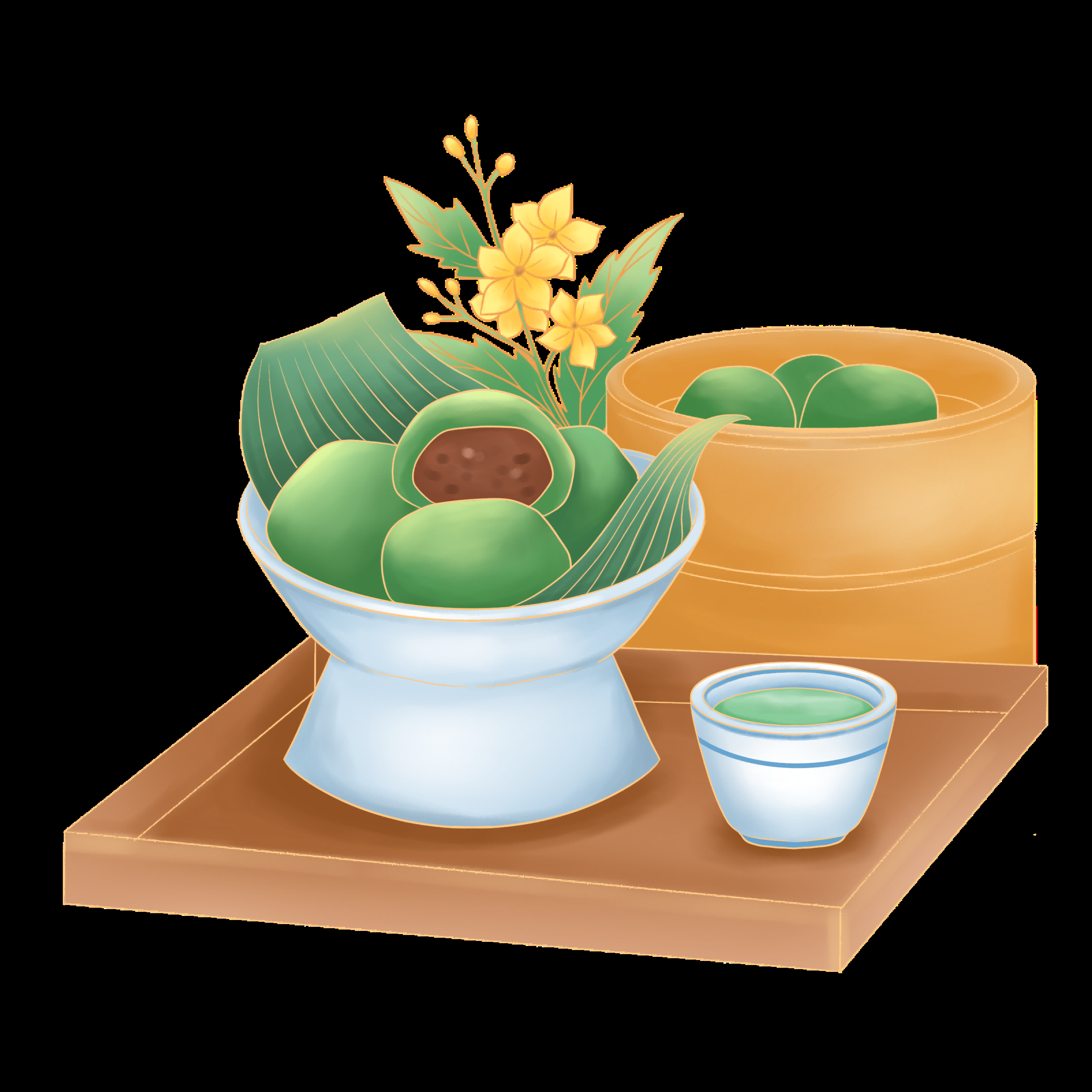 清明节海报设计插图卡通青团素材图片元素免抠92