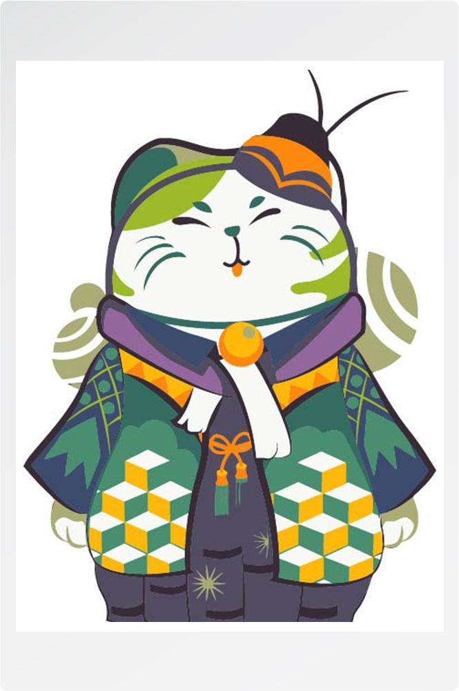 卡通可爱手绘招财猫手机壳插画印花背景形象设计png矢量图片素材8