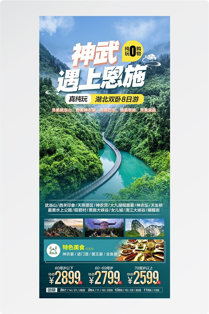 湖北武汉恩施长江三峡黄鹤楼樱花神农架旅游海报素材43
