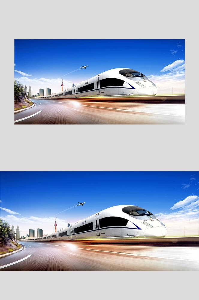 高铁疾驰横版海报图片