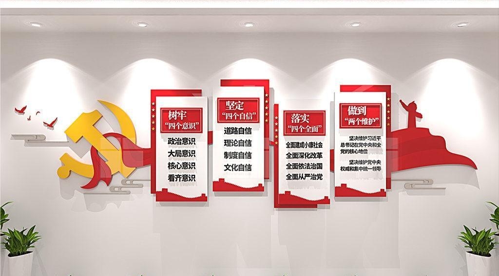 党建文化墙四个意识四个自信两个维护26