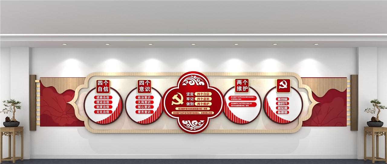党建文化墙四个意识四个自信两个维护52