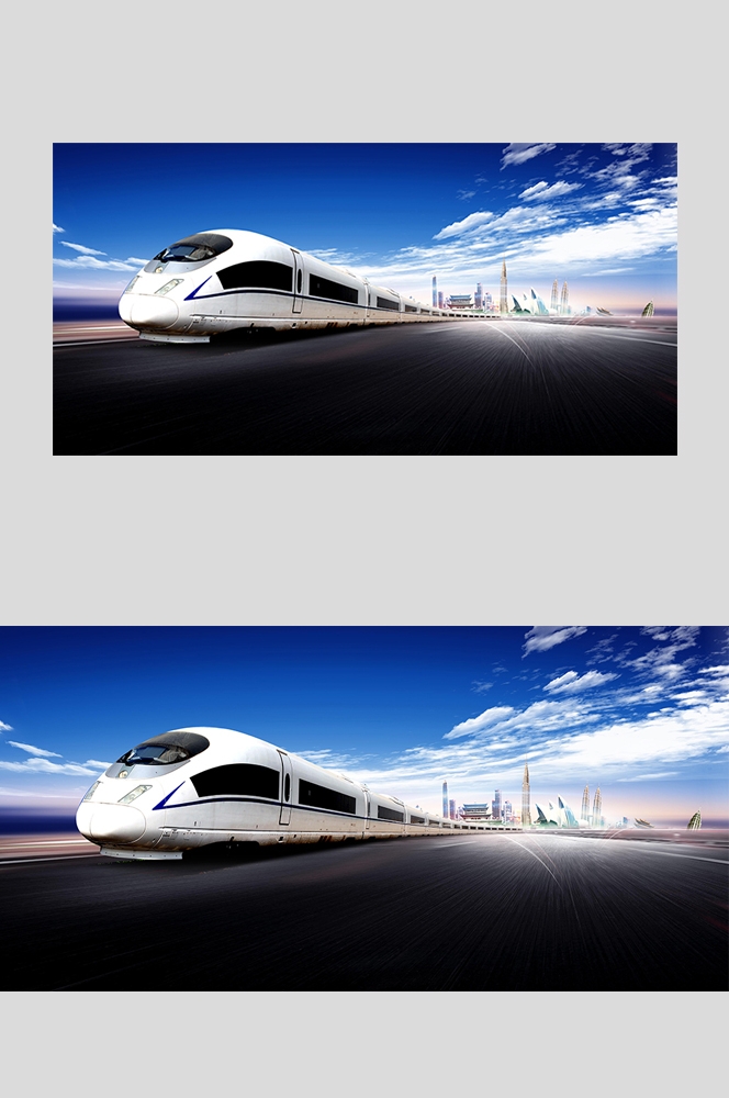 高铁疾驰横版海报图片