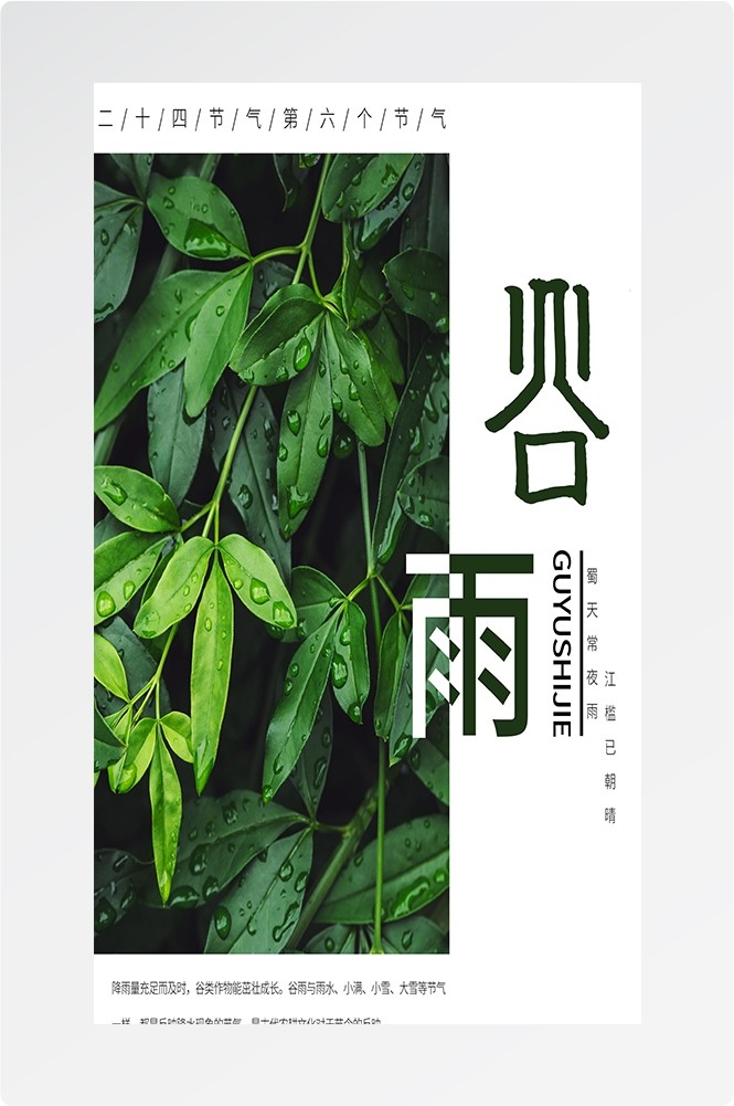 二十四节气四月春天春季谷雨中国风传统文化海报73
