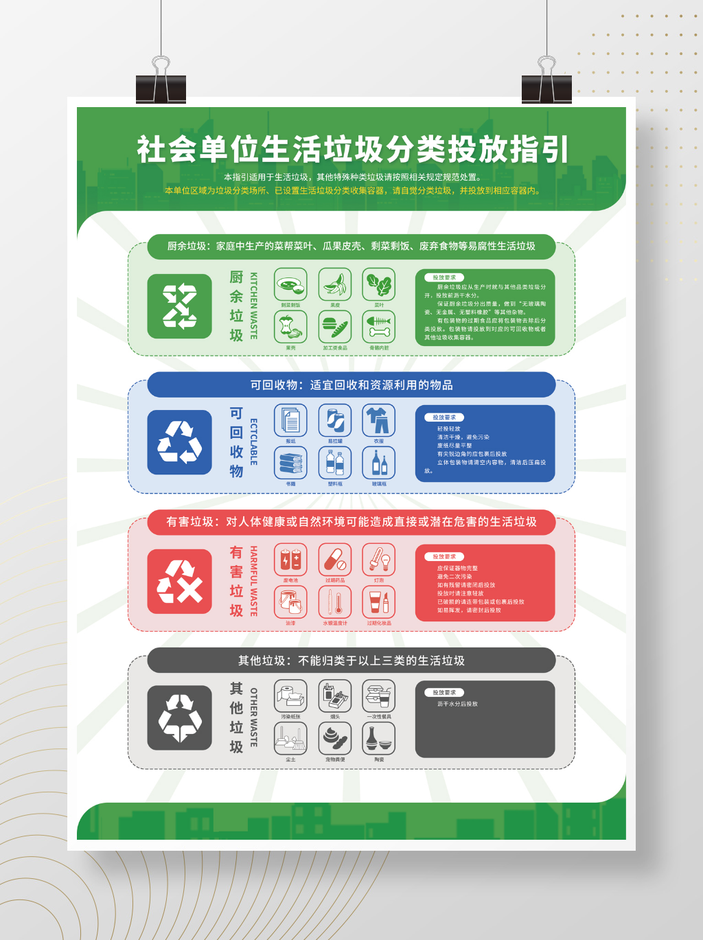 社区垃圾分类宣传标语公益宣传系列海报背景元素 (10)