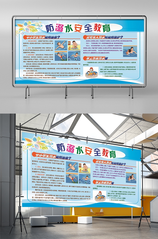 预防溺水火灾交通社区校园工地安全教育宣传漫画展板模板素材