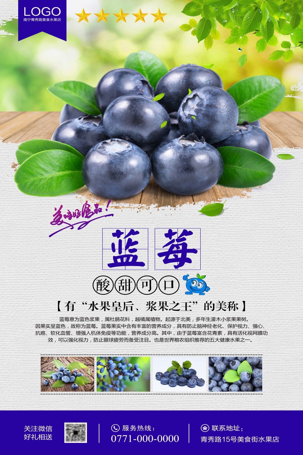 蓝莓促销宣传海报展板