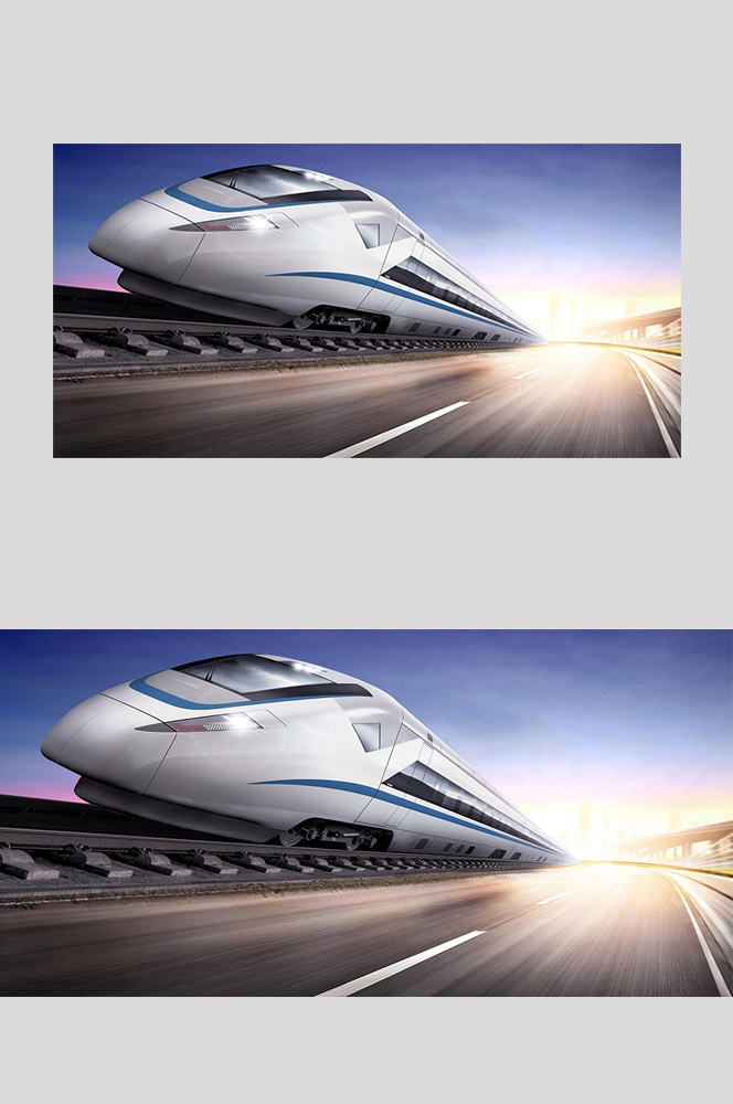 高铁疾驰横版海报图片