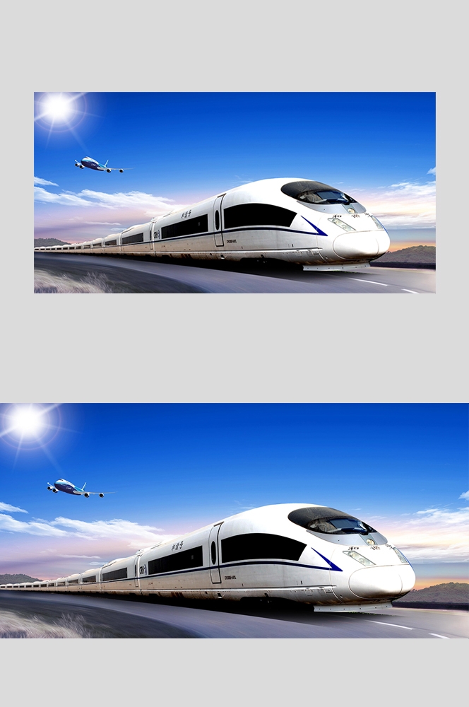 高铁疾驰横版海报图片