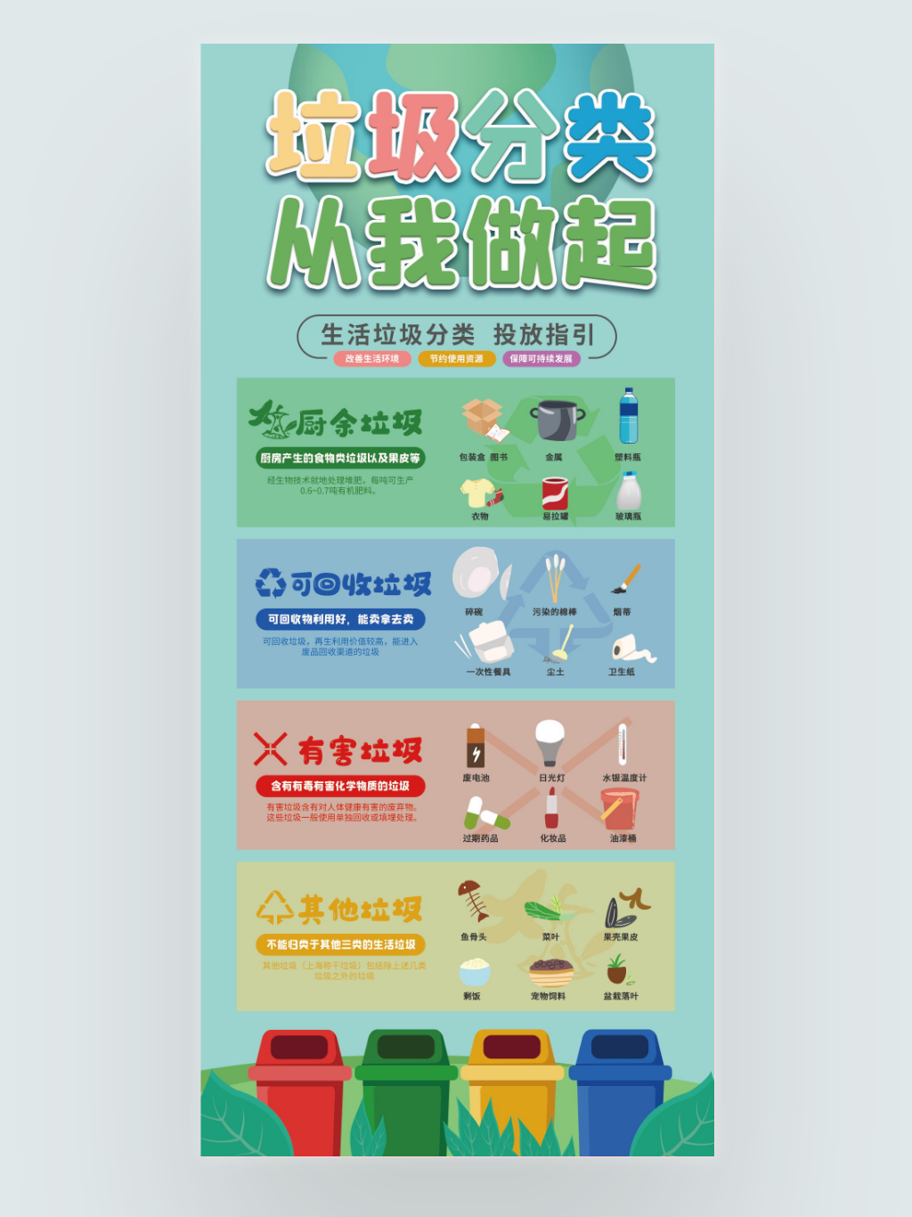 社区垃圾分类宣传标语公益宣传系列海报背景元素 (4)