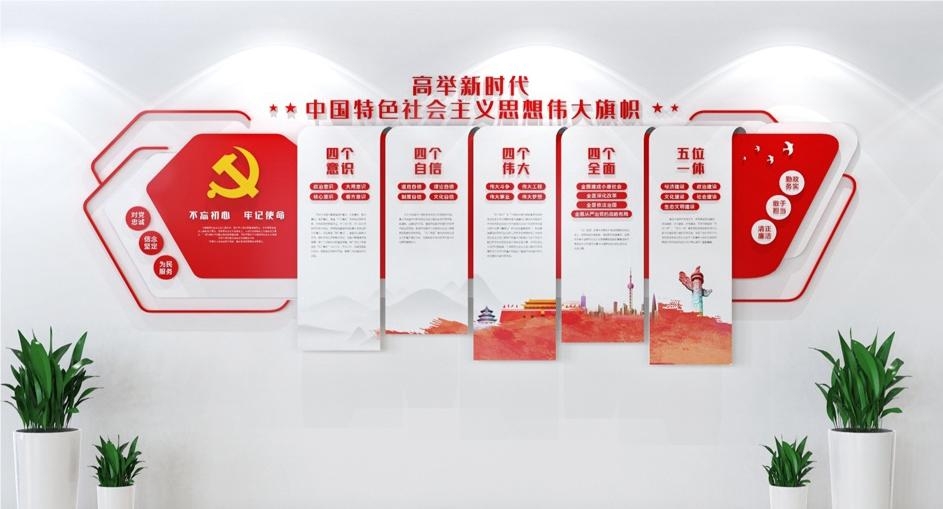 党建文化墙四个意识四个自信两个维护39