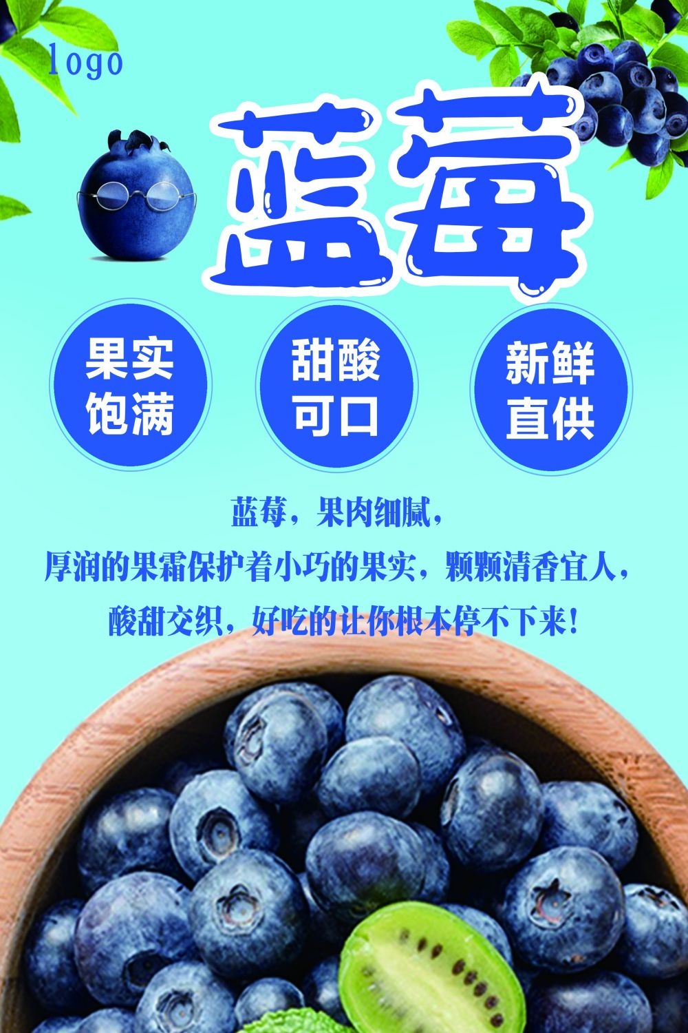 蓝莓促销宣传海报展板