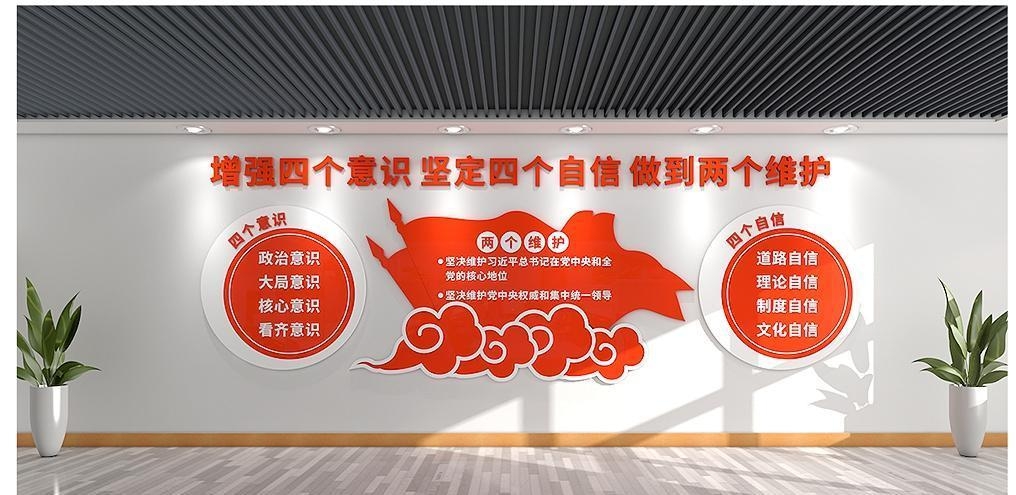 党建文化墙四个意识四个自信两个维护22