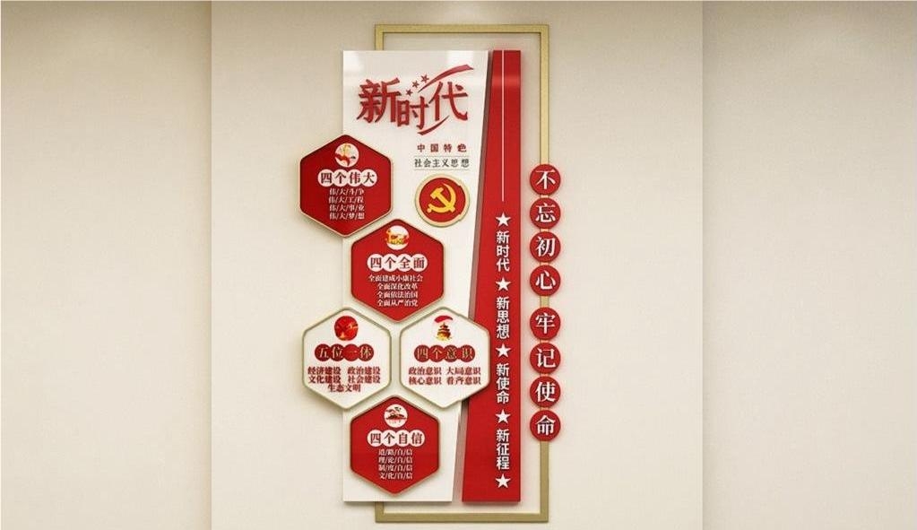 党建文化墙四个意识四个自信两个维护37
