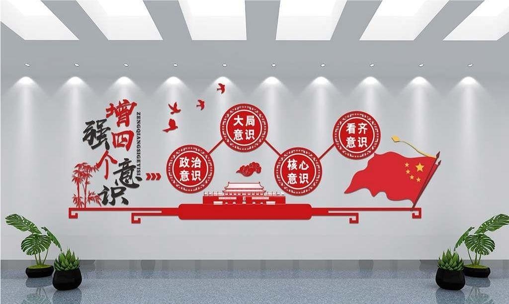 党建文化墙四个意识四个自信两个维护1